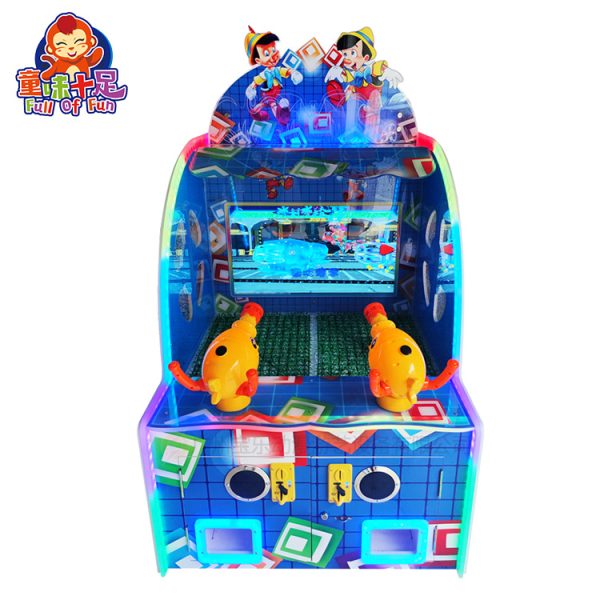 Coin-operated double children's water shooting game machine