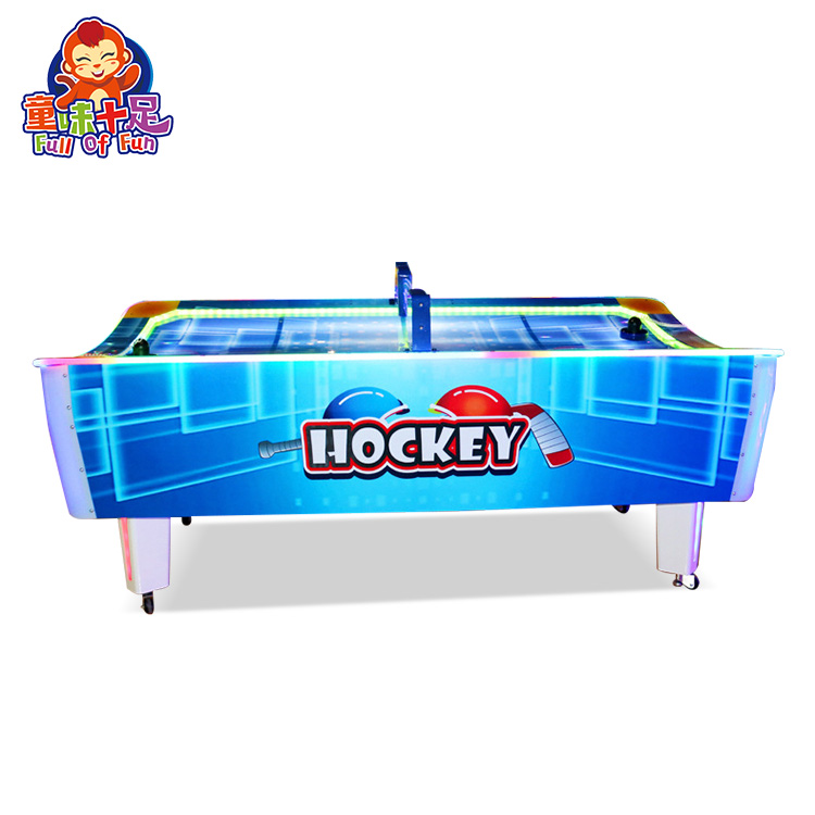 A dynamic Curved Air Hockey Game Machine with a unique curved playing surface, colorful lights, and fast-paced gameplay, perfect for arcades and entertainment centers. Suitable for both kids and adults.