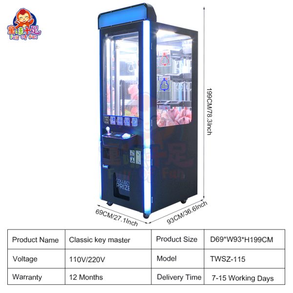 Prize Key Master Game Vending Machine Master Key Arcade With Bill Acceptor