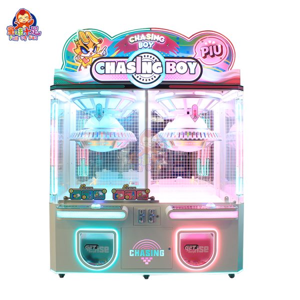 A vibrant Clamp Gift Machine featuring a rotating disk with colorful clamps holding various prizes, showcasing the thrill of winning.