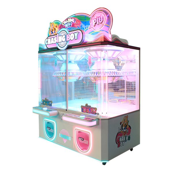 A vibrant Clamp Gift Machine featuring a rotating disk with colorful clamps holding various prizes, showcasing the thrill of winning.