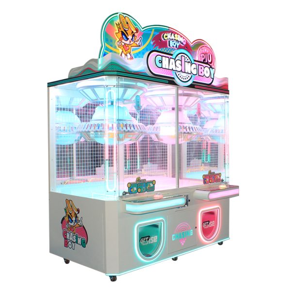 A vibrant Clamp Gift Machine featuring a rotating disk with colorful clamps holding various prizes, showcasing the thrill of winning.