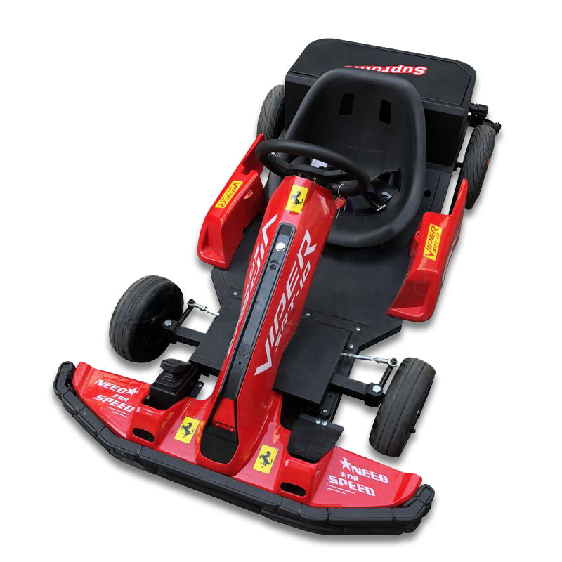 Children’s go-kart with bright colors, perfect for outdoor racing fun and entertainment.