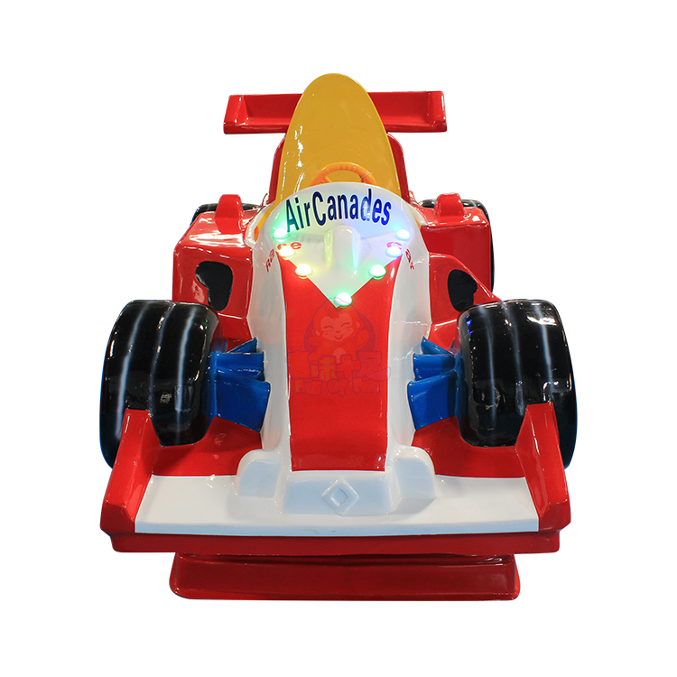 Colorful airplane racing kiddie ride, designed for children with fun graphics and safety features.