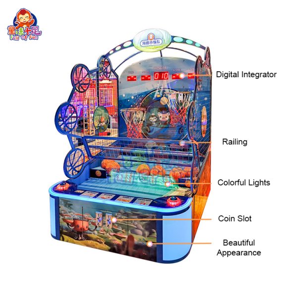 Kids' two-player arcade basketball machine with LED lights and fun gameplay.