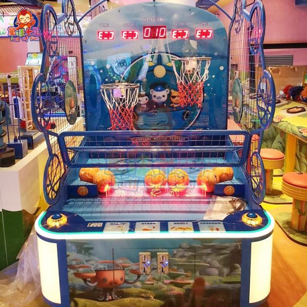 Kids' two-player arcade basketball machine with LED lights and fun gameplay.