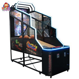 Coin-operated basketball machine with LCD screen, durable design, and interactive scoring.