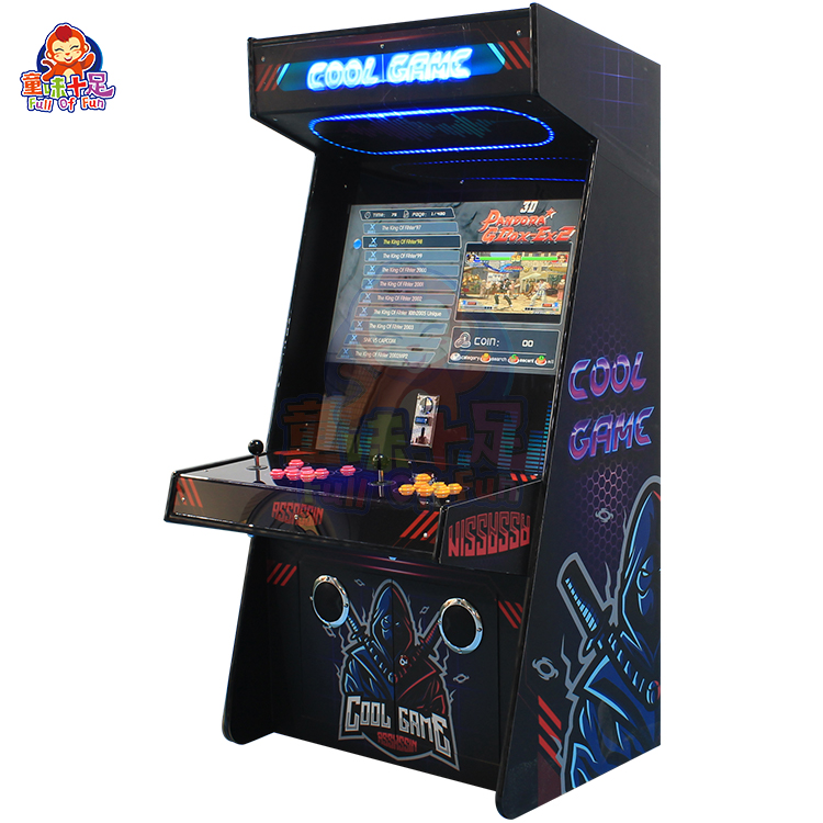 Coin-operated two-player arcade fighting machine for intense gaming.