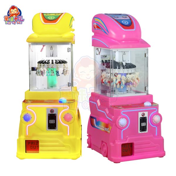 MINI clamp machine with colorful design, easy-to-use joystick, and toy prizes for arcade and entertainment use.