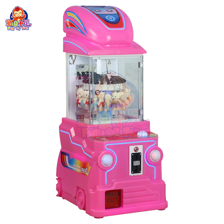 MINI clamp machine with colorful design, easy-to-use joystick, and toy prizes for arcade and entertainment use.