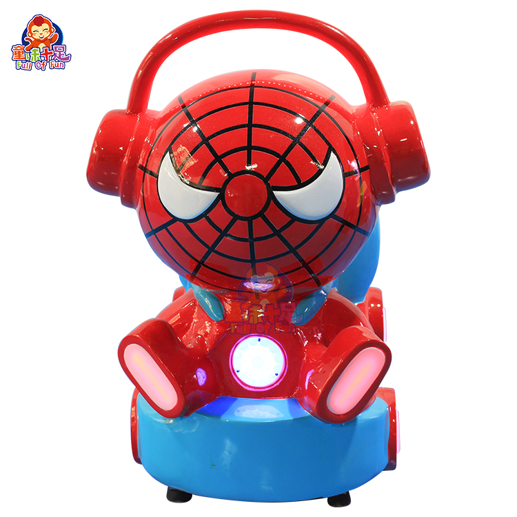 Spider-Man-inspired kiddie ride with fun sound effects and flashing lights, providing a thrilling experience for young fans.