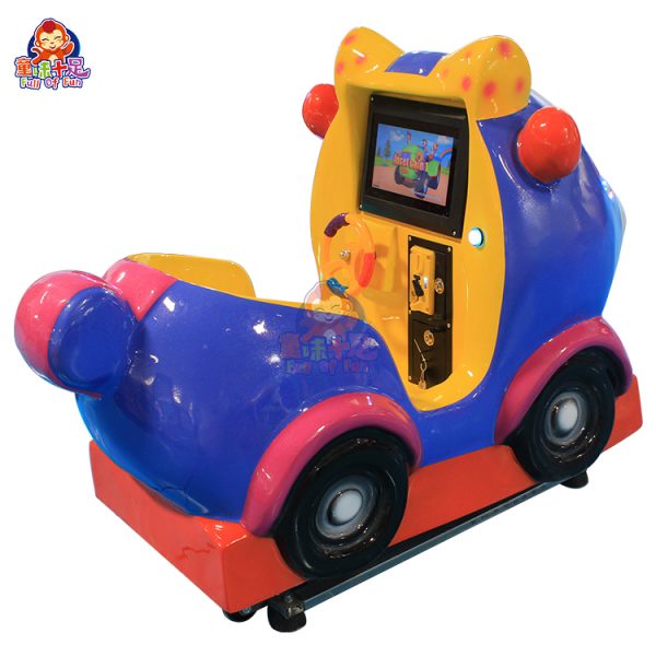 Kiddie ride featuring a cheerful bunny theme with bright colors, lights, and sound effects, designed for young children.